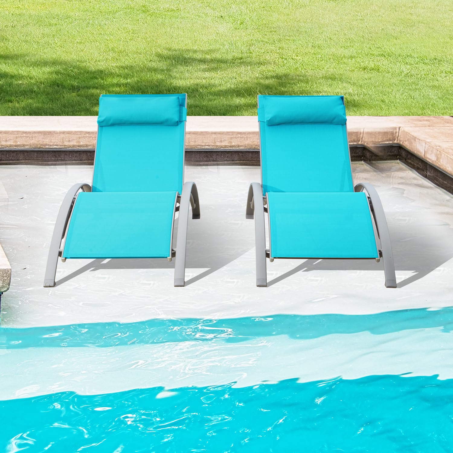 Deck Chair Lounger - Aluminum Outdoor Sun Loungers All Weather