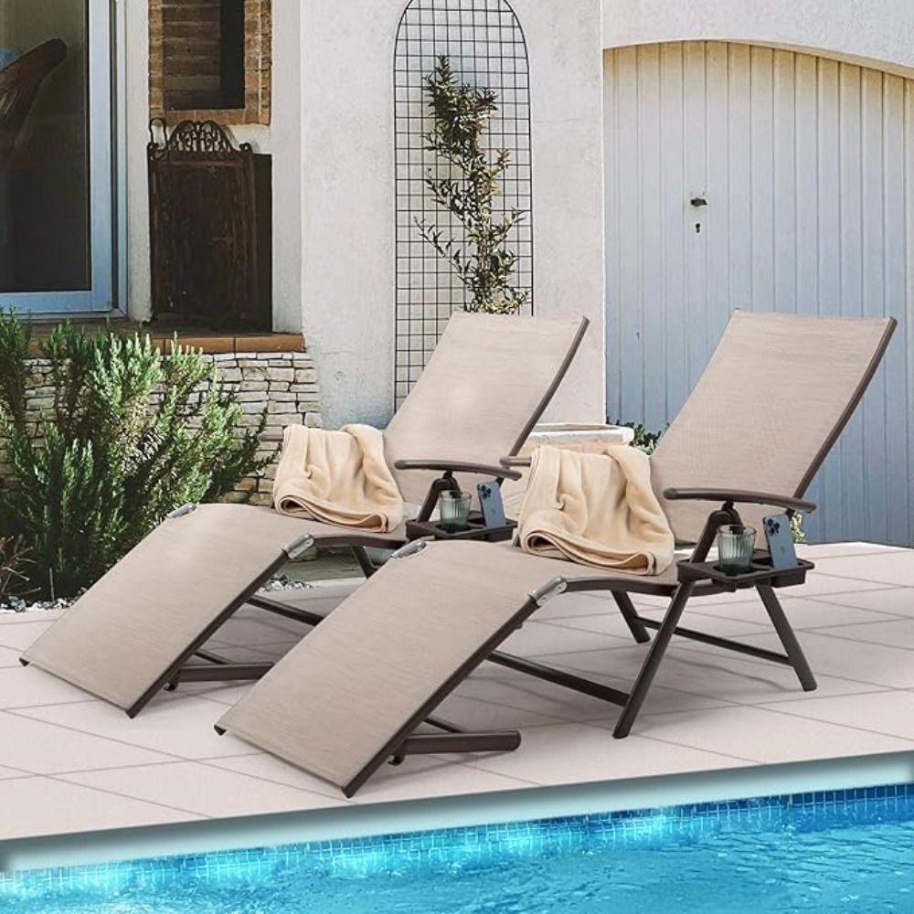 Deck Chair Lounger - Aluminum Reclining Lounge Chair, Perfect For