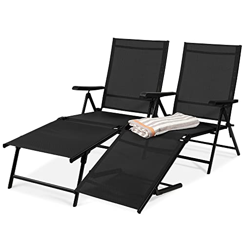 Deck Chair Lounger - Set of 2 Outdoor Patio Chaise