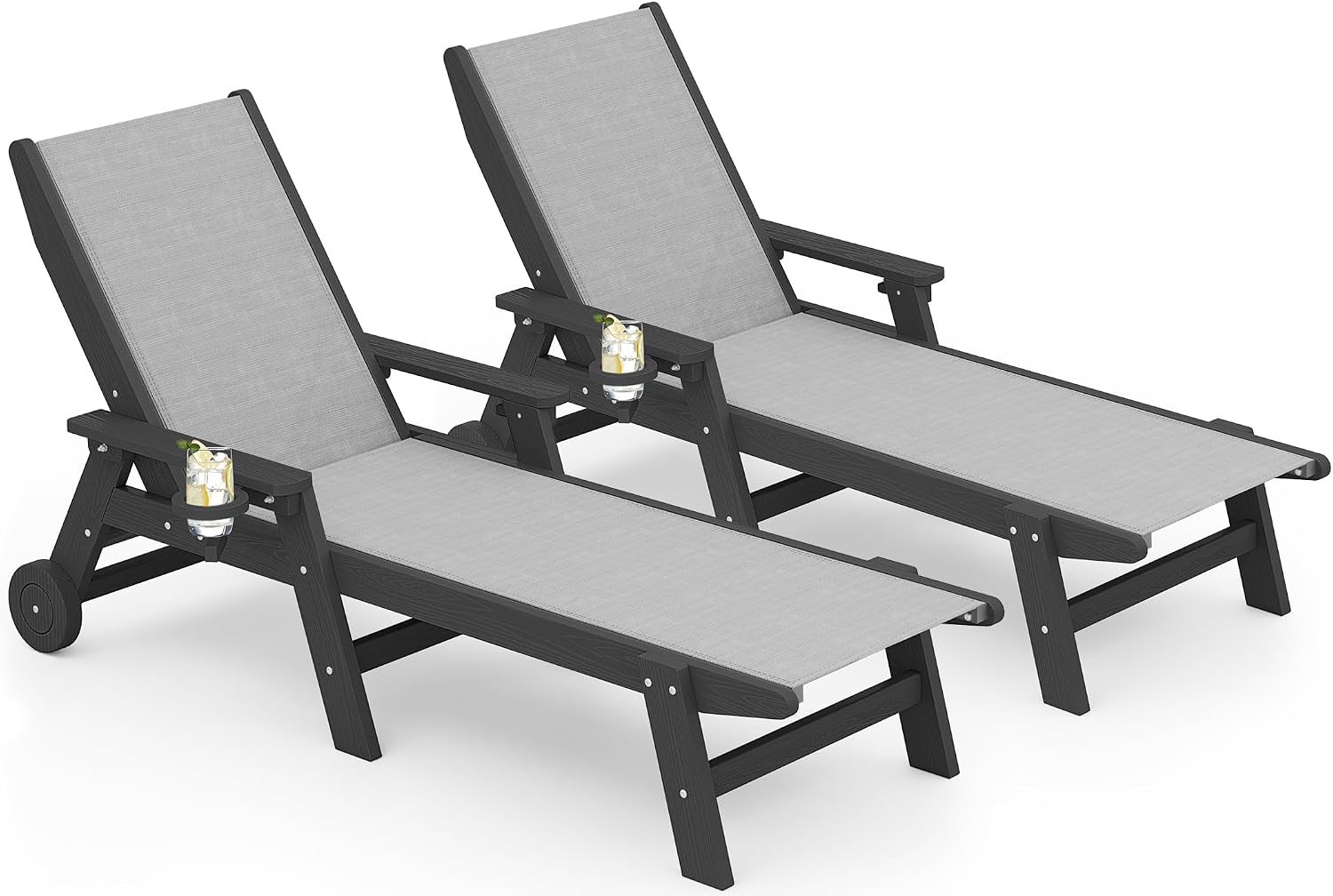 Deck Chair Lounger - Patio Chaise Lounge Chair Set Of