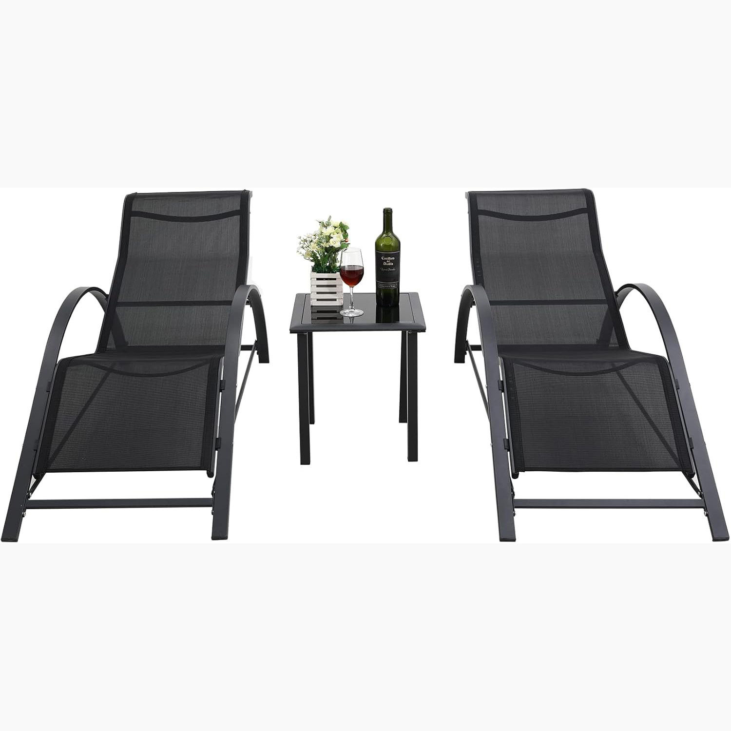 Deck Chair Lounger - Patio Pool Chair Sun Lounger Set