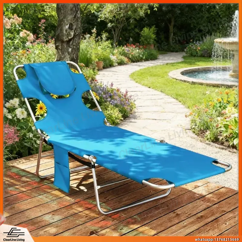 Deck Chair Lounger - Light Blue Outdoor Lounge Chair for
