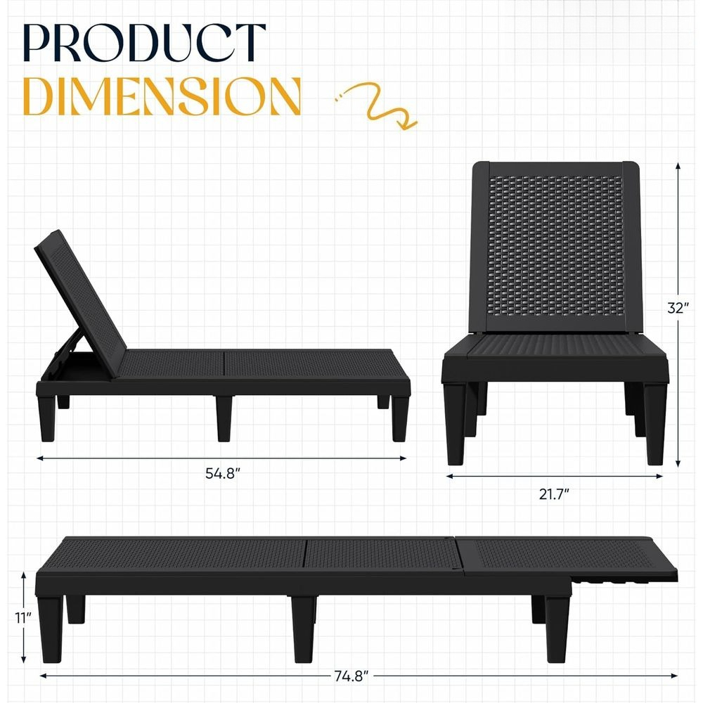 Set of 2 5-Position Adjustable - Deck Chair Lounger ulasan dan harga