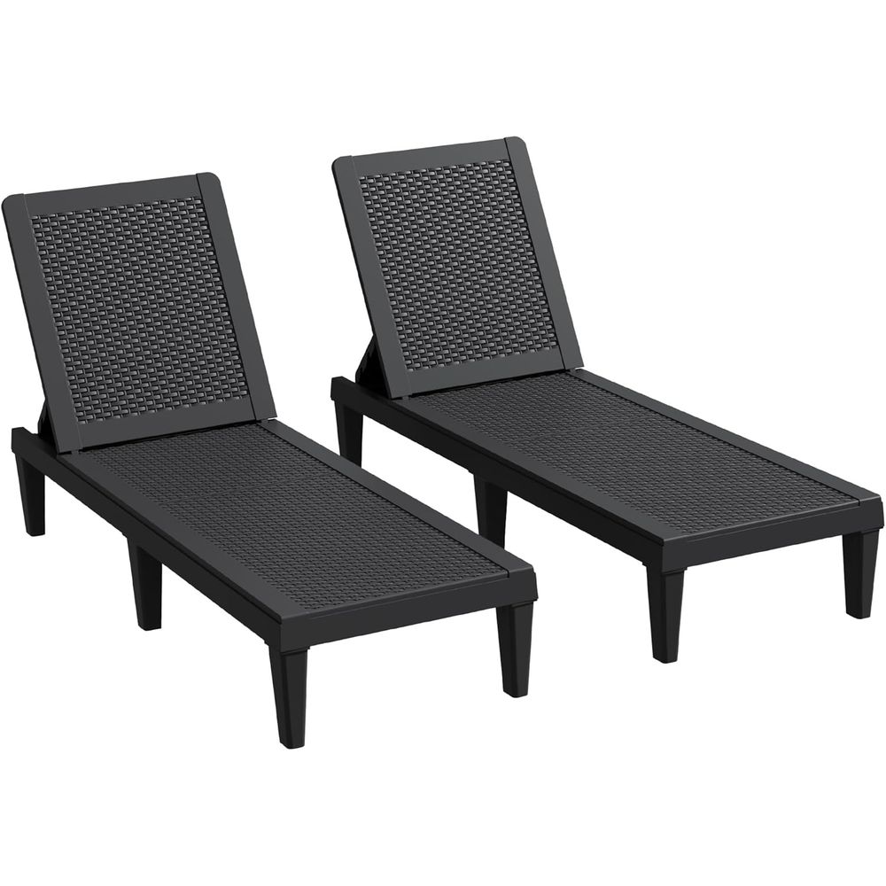 Set of 2 5-Position Adjustable - Deck Chair Lounger ulasan dan harga