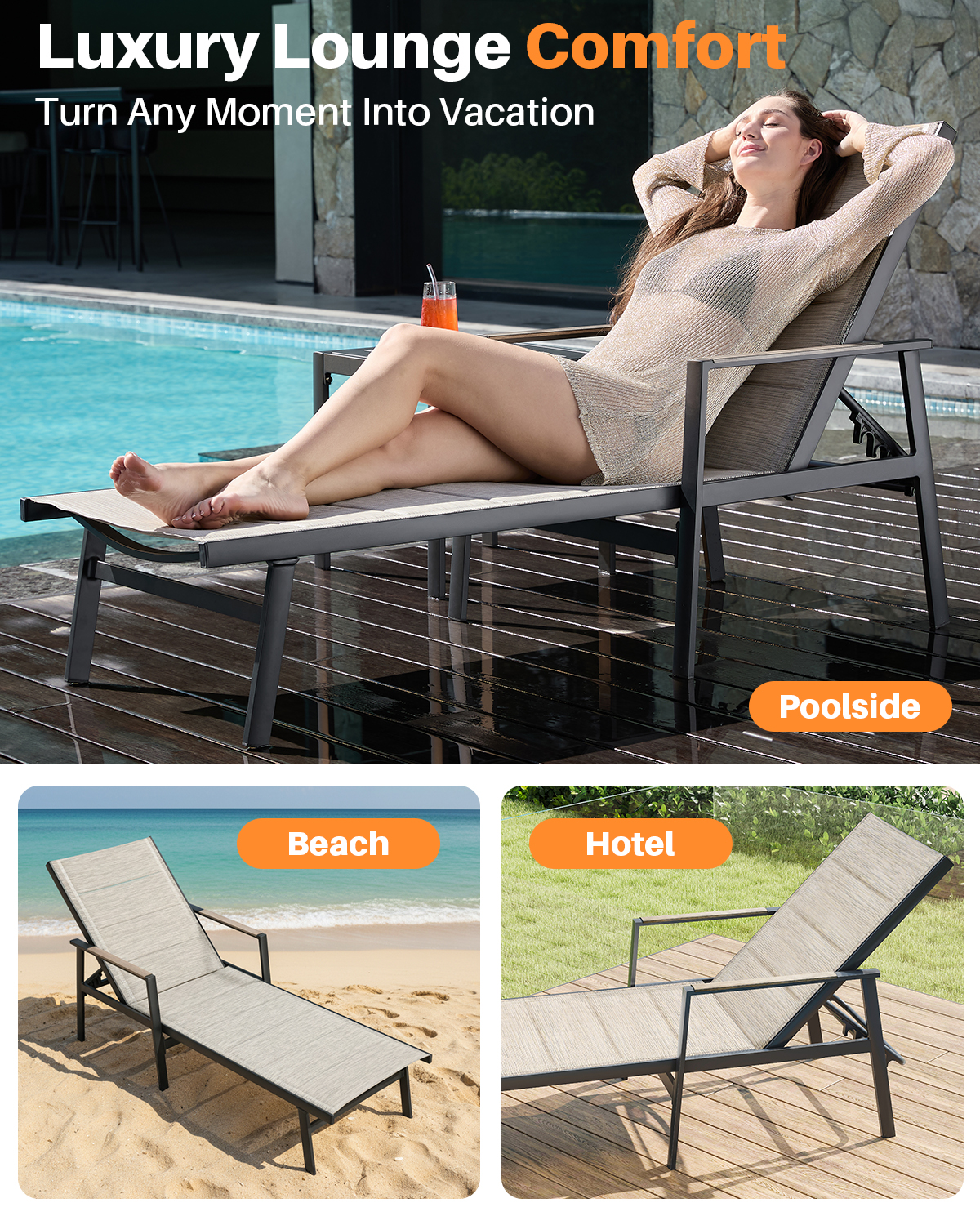 SEEHILL Aluminum Outdoor Chais - Deck Chair Lounger ulasan dan harga