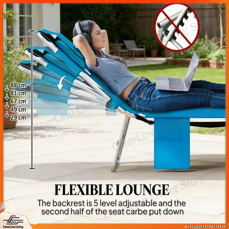 Light Blue Outdoor Lounge Chai - Deck Chair Lounger ulasan dan harga