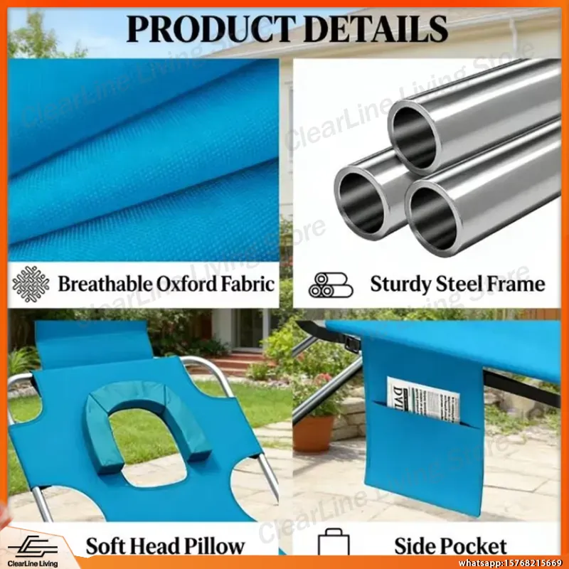 Light Blue Outdoor Lounge Chai - Deck Chair Lounger ulasan dan harga